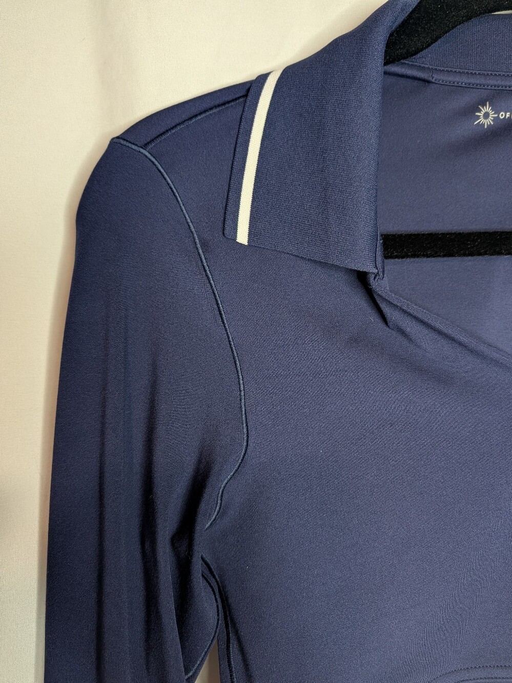 OFFLINE By Aerie Real Me Long Sleeve Polo Shirt Royal Navy Blue Women's Size Lrg - Picture 4 of 16